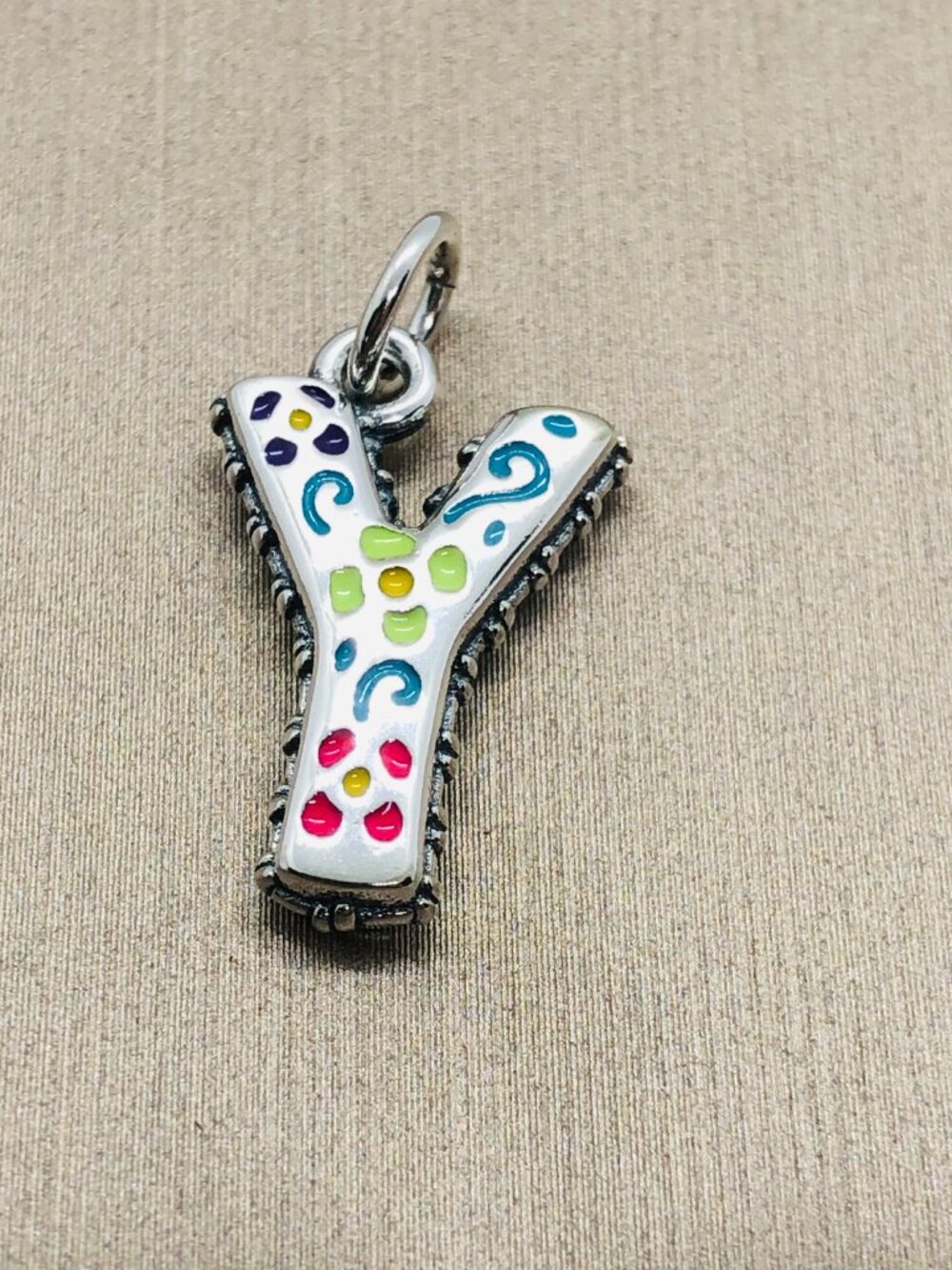 James Avery Enamel Consuela Floral Initial Charm Letter Y Dangle Charm